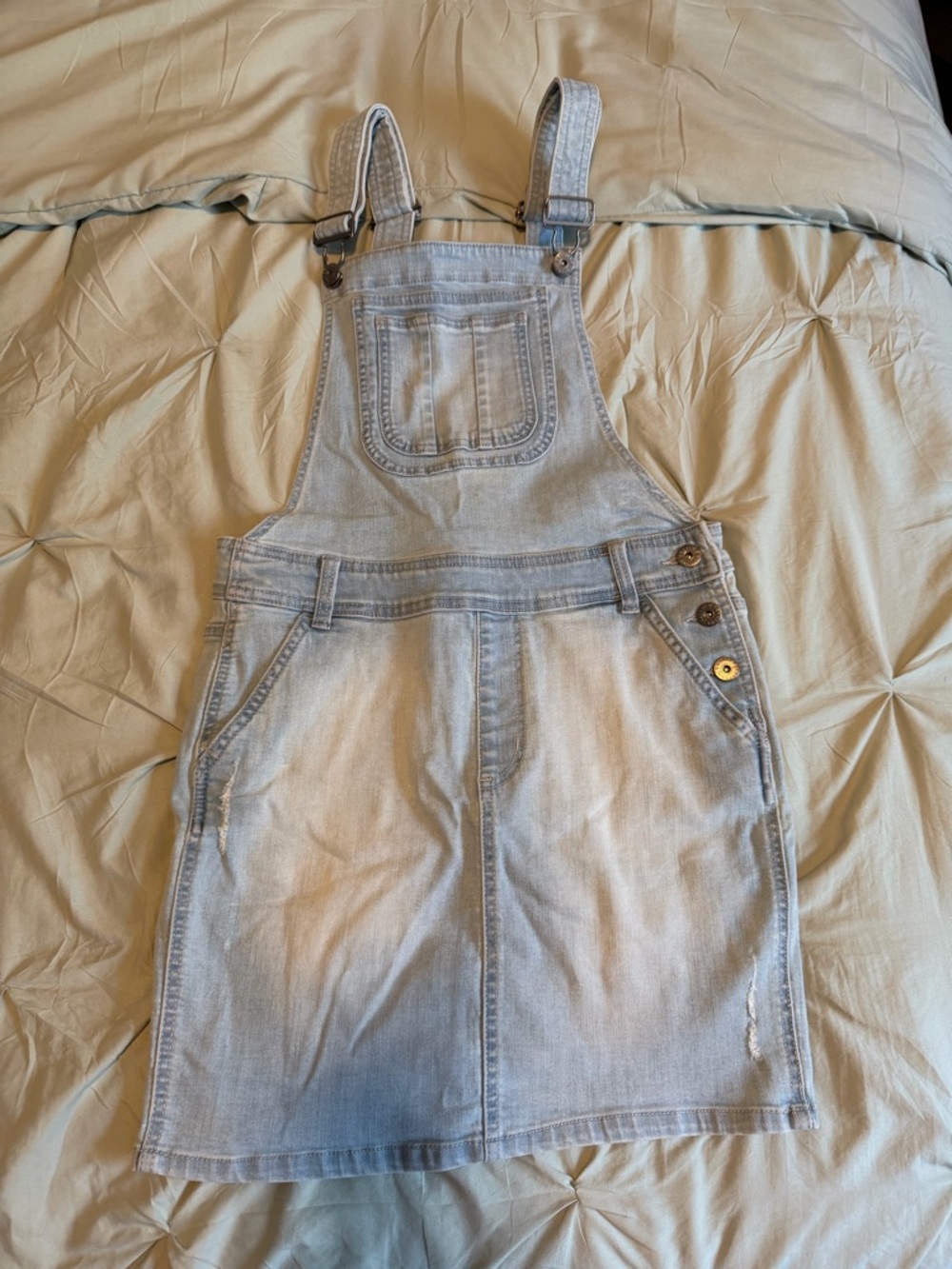Light Wash Denim Overall Skirt